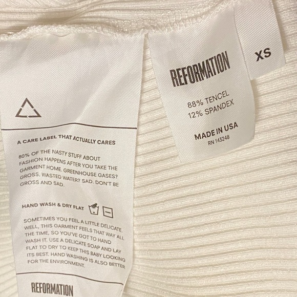 Reformation ARLY cream off white ribbed round neck sleeveless mini tank dress - Picture 10 of 11